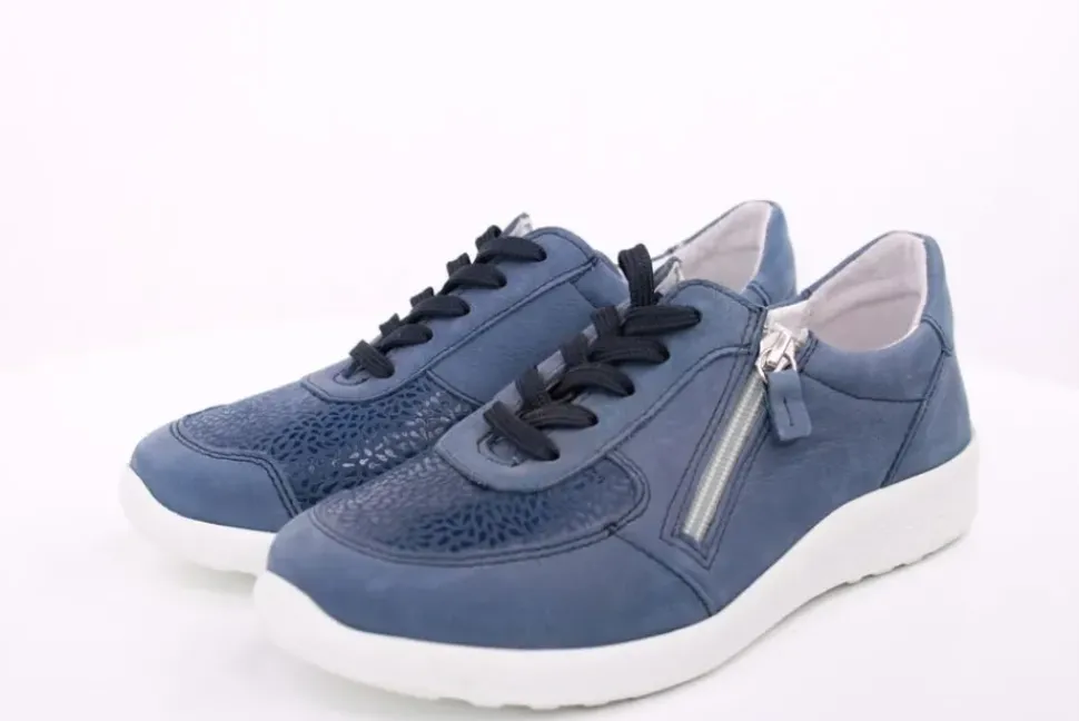 ACO Damen Sneaker Halbschuh K- Weite Wechselfußbett beige blau S14 1420/11614