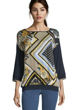 Betty Barclay Bluse Shirt 3/4 blau camel 20441132