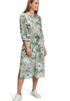 Betty Barclay Hemdblusenkleid 3/4 Arm  Midi- Länge grün blau S12  11581066