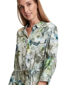 Betty Barclay Hemdblusenkleid 3/4 Arm  Midi- Länge grün blau S12  11581066
