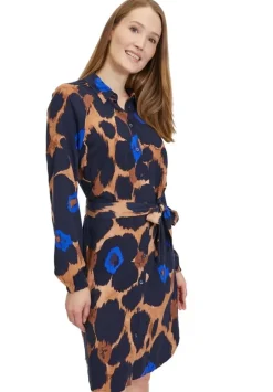 Betty Barclay Hemdblusenkleid Allover- Print Bindegürtel blau S23 14242212