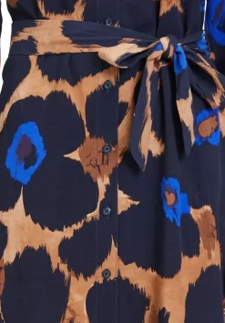 Betty Barclay Hemdblusenkleid Allover- Print Bindegürtel blau S23 14242212