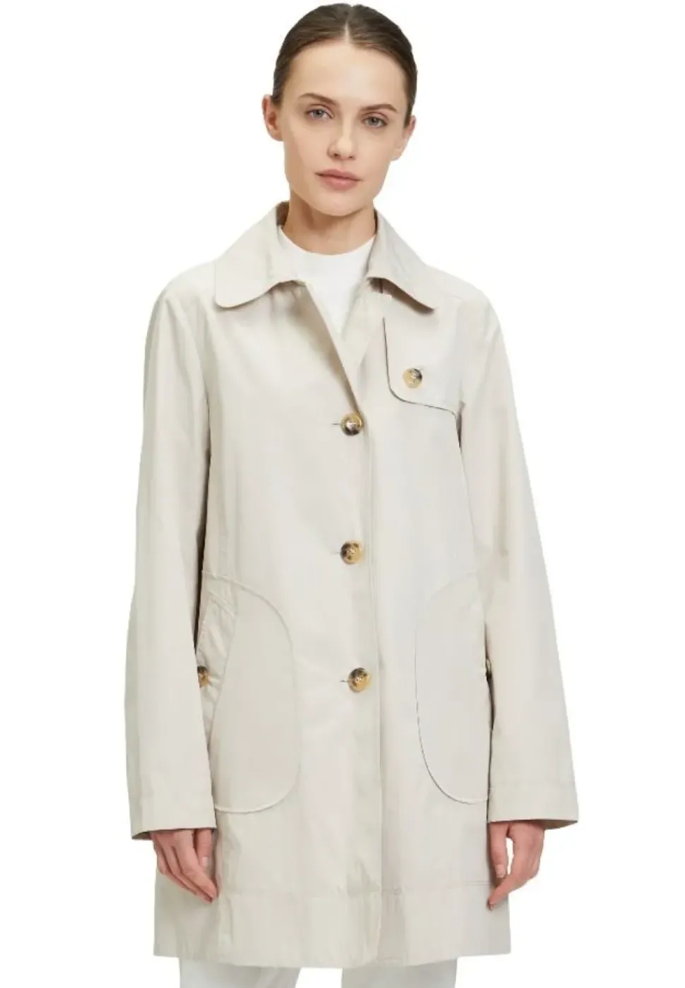 Betty Barclay Kurzmantel Reverskragen aufgesetzte Taschen beige, blau S14 76152036