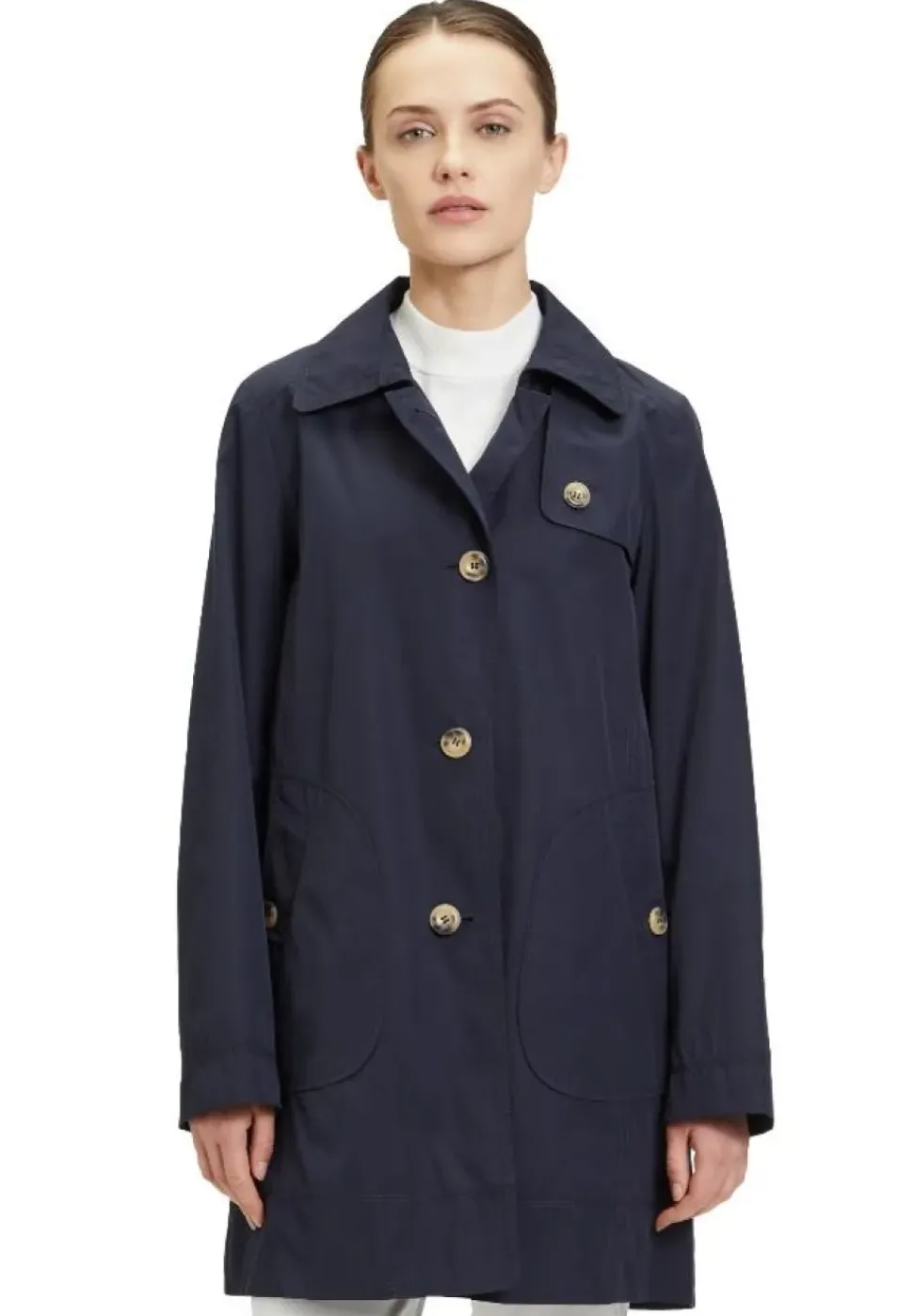 Betty Barclay Kurzmantel Reverskragen aufgesetzte Taschen beige, blau S14 76152036