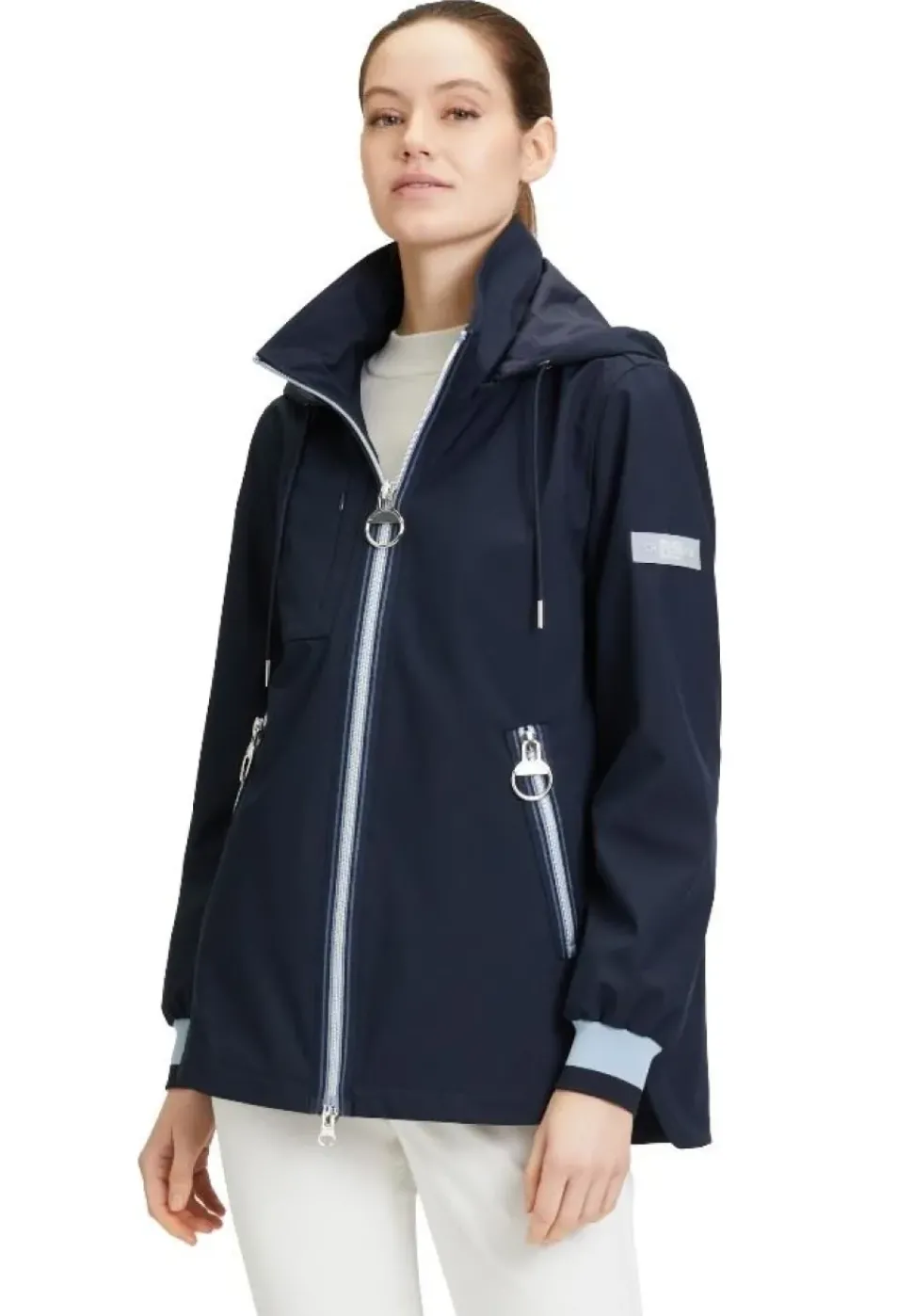 Betty Barclay Outdoorjacke Kapuze Stehkragen Zweiwege Reißverschluss blau S14 76421518