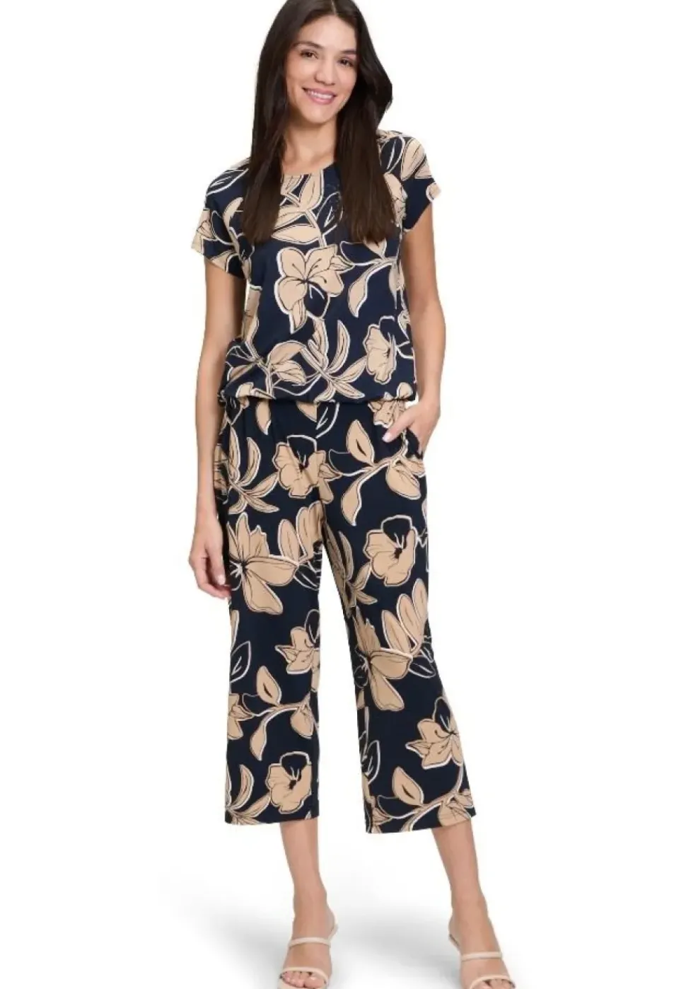 Betty Barclay Schlupfhose Floraler- Print Bundfalten blau S24 60272705