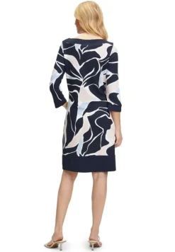 Betty Barclay Shirtkleid 3/4 Arm U- Boot Ausschnitt Nahttaschen blau S14 15402065