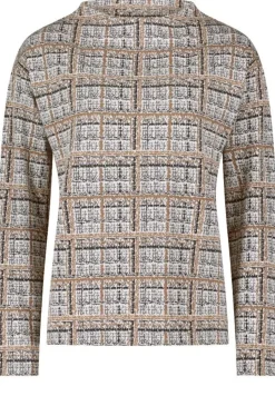 Betty Barclay Sweatshirt Turtleneck Kragen GRAU/BEIGE KARIERT 21802878