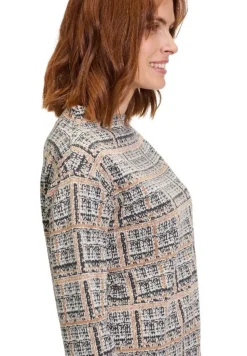 Betty Barclay Sweatshirt Turtleneck Kragen GRAU/BEIGE KARIERT 21802878