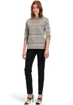 Betty Barclay Sweatshirt Turtleneck Kragen GRAU/BEIGE KARIERT 21802878