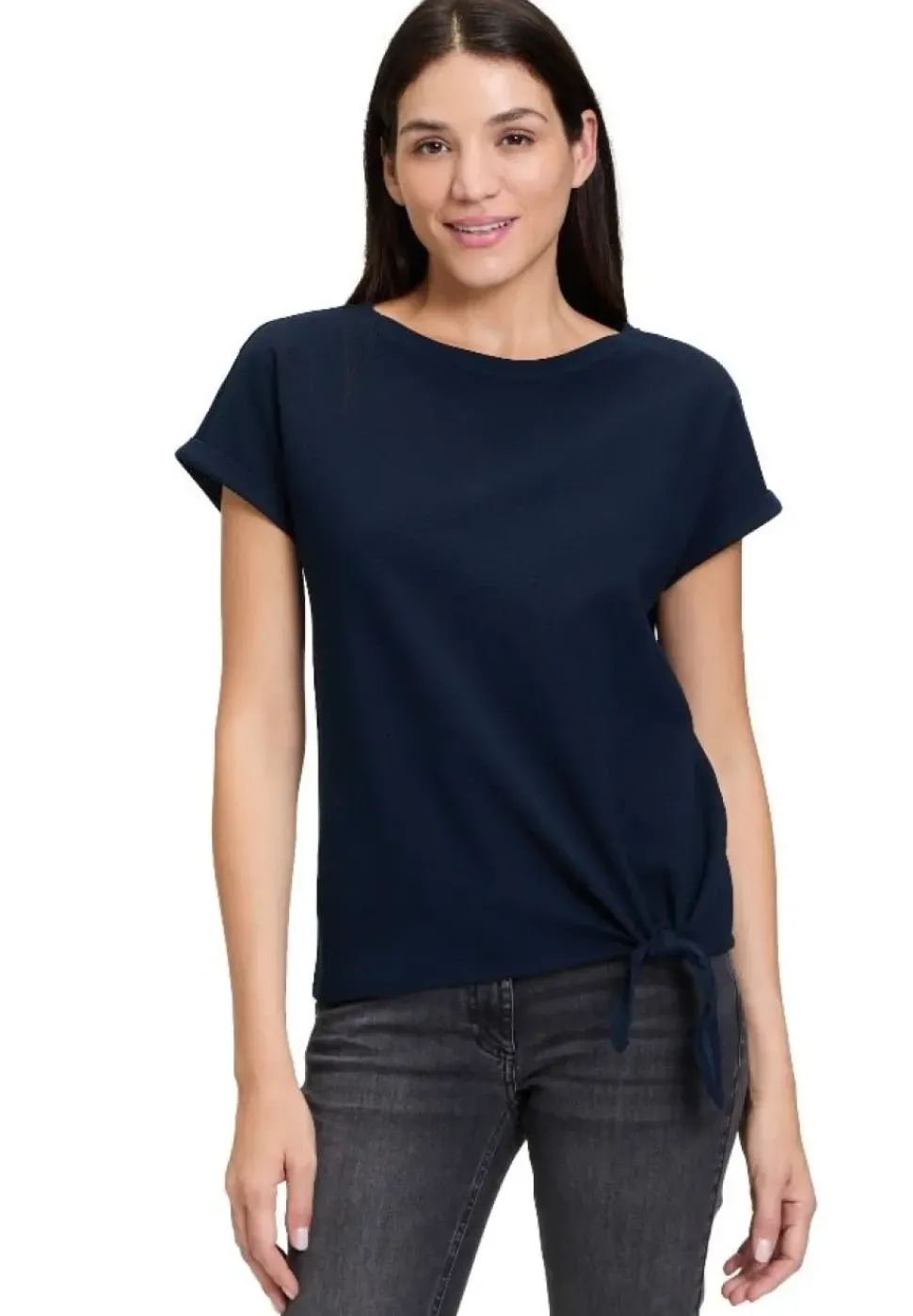 Betty Barclay T- Shirt Schleifenknoten U- Boot- Ausschnitt blau S14 21402781