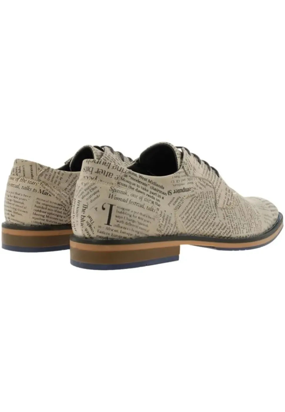Bullboxer Herren Schnürer Zeitungsdruck elegant beige S13 663K21008A