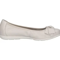 Caprice Damen Ballerina klassisch Leder G- Weite Schleifendetail weiß S14 9-22153-42
