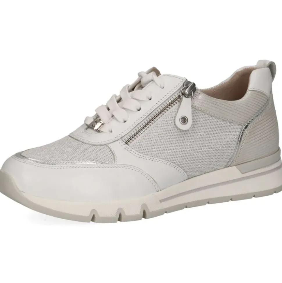 Caprice Damen Sneaker sportlich Materialmix H- Weite Wechselfußbett weiß S14 9-23754-42