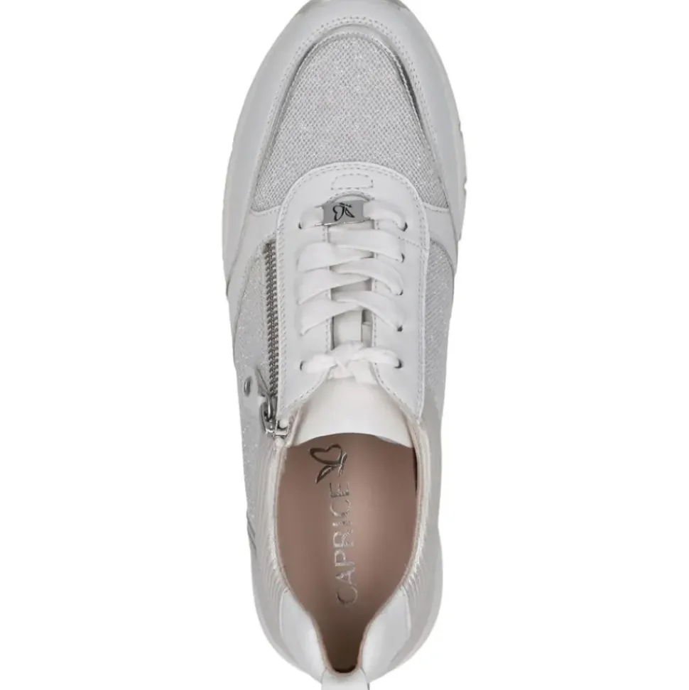 Caprice Damen Sneaker sportlich Materialmix H- Weite Wechselfußbett weiß S14 9-23754-42