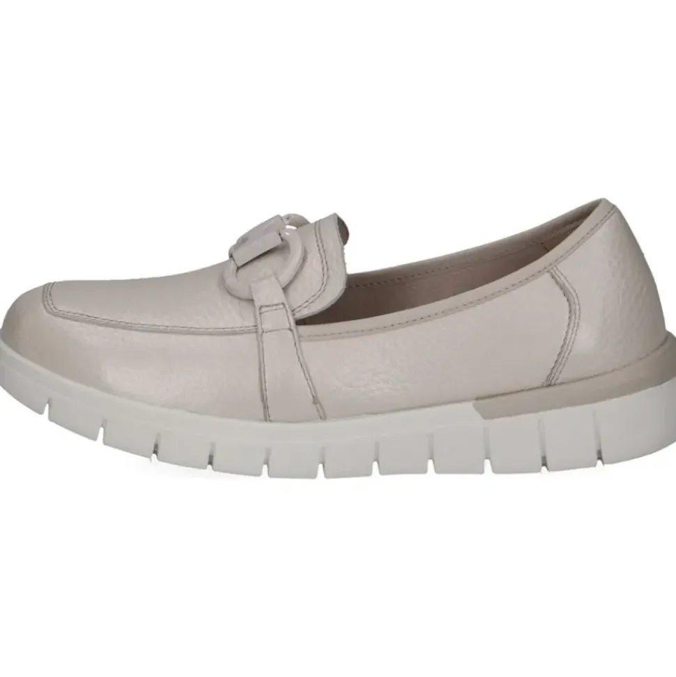 Caprice Slipper Loafer Leder Kettendetail H- Weite Wechselfußbett beige S14 9-24700-42