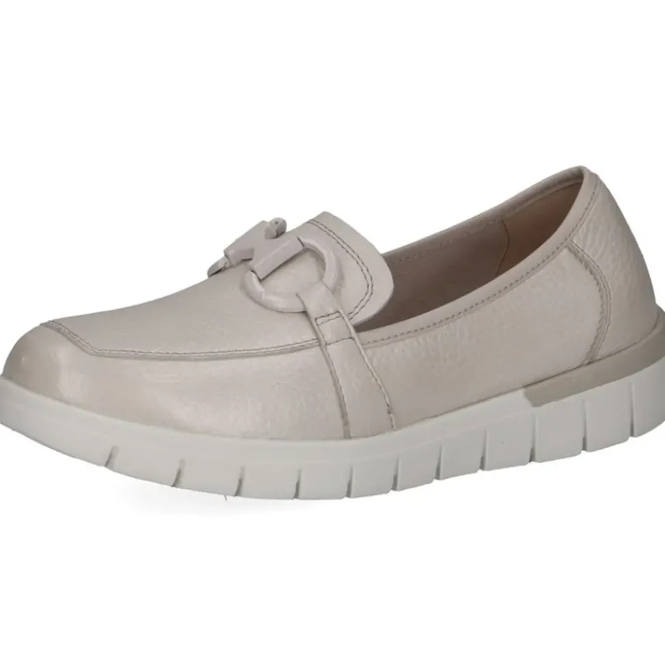Caprice Slipper Loafer Leder Kettendetail H- Weite Wechselfußbett beige S14 9-24700-42