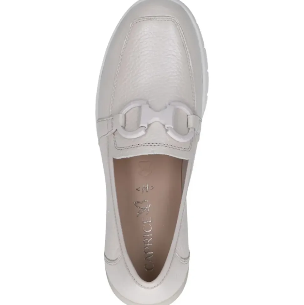 Caprice Slipper Loafer Leder Kettendetail H- Weite Wechselfußbett beige S14 9-24700-42