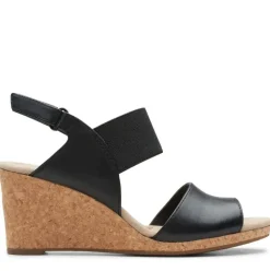 Clarks Sandale Keilabsatz Kork schwarz 26150032