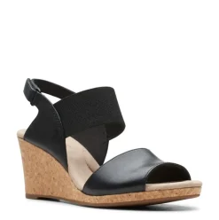 Clarks Sandale Keilabsatz Kork schwarz 26150032