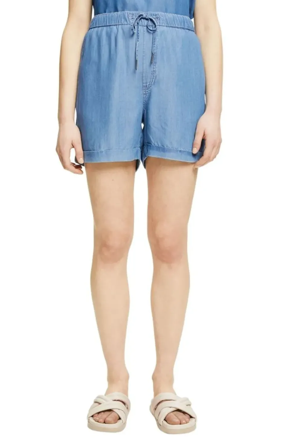 EDC Aus TENCEL™: Shorts in Denimoptik blau NOS 993CC1C305