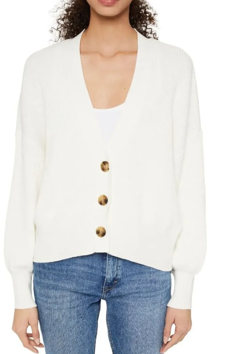 EDC Cardigan Strickjacke Biobaumwolle weiß S12 992CC1I302