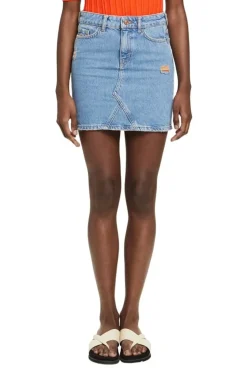 EDC Denim-Minirock mit gerippten Details blau S23 023CC1D301