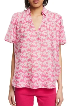 EDC geblümte Bluse mit Leinen 032CC1F302