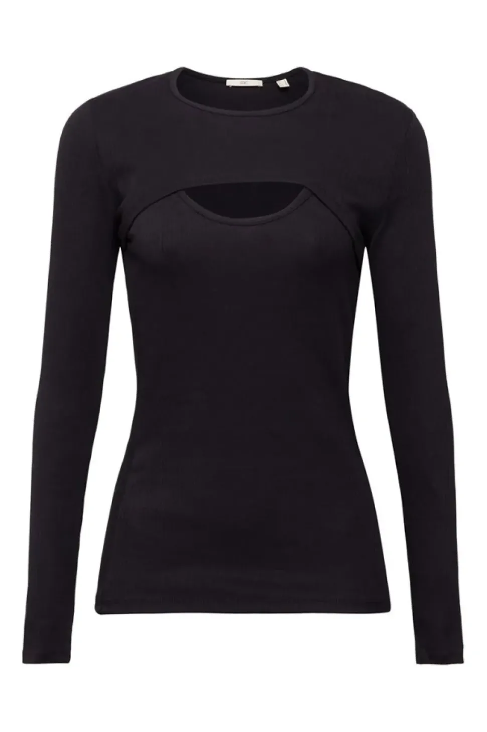 EDC Geripptes zweiteiliges Longsleeve schwarz S23 092CC1K319