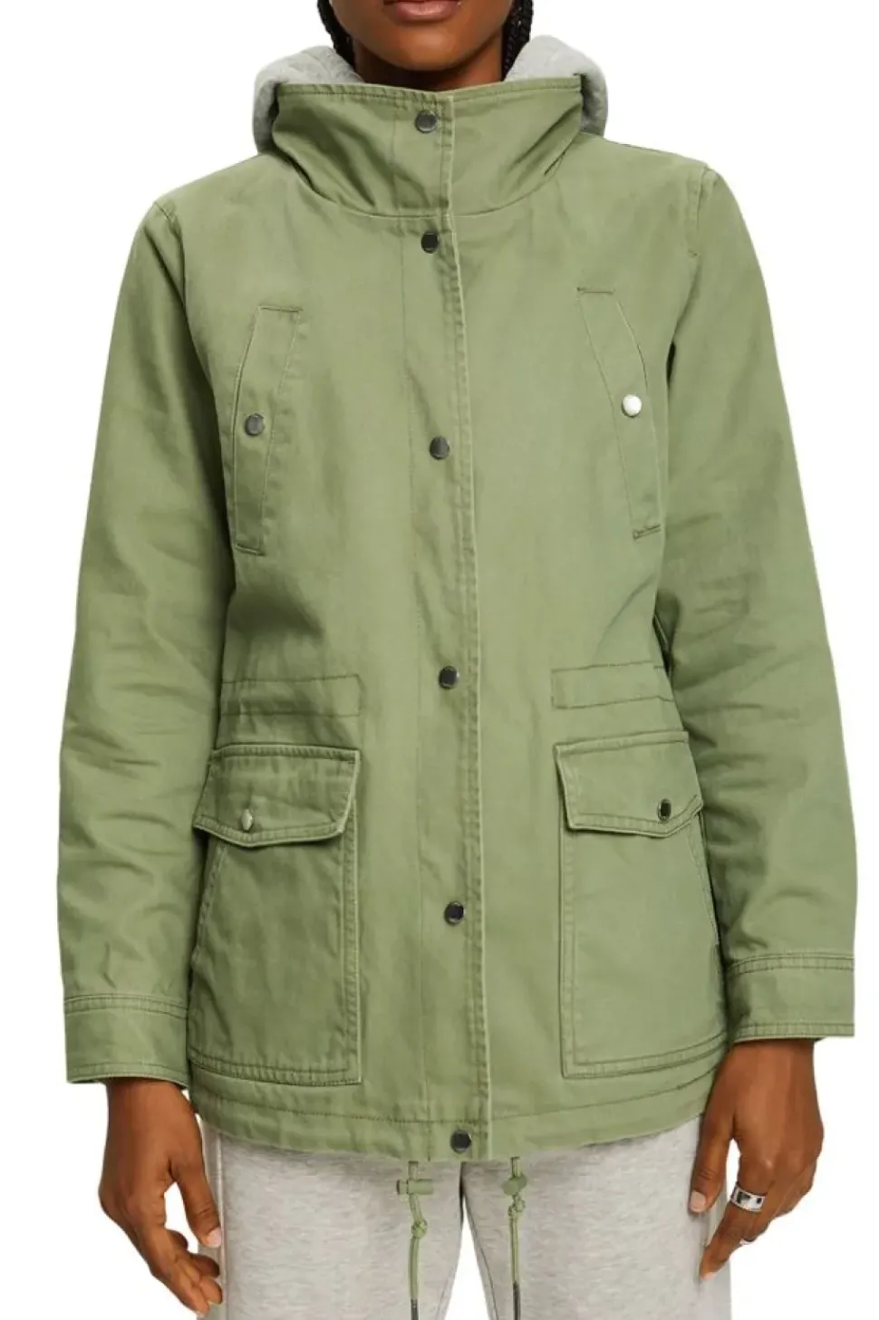 EDC Parka mit Kapuzeneinsatz aus Jersey grün S23 013CC1G309