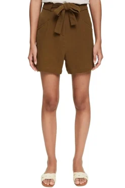 EDC Shorts kurze Hose Crinkle- Effekt Bindegürtel grün S22 052CC1C308