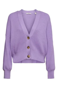 EDC Strick- Cardigan Knopfleiste V- Ausschnitt Boxy-Schnitt blau, lila S12  992CC1I317