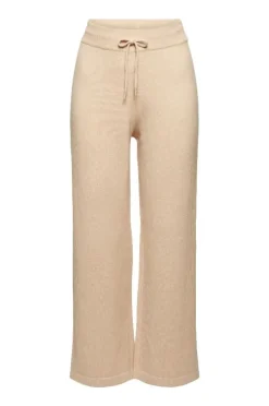 EDC Strickhose weites Bein Wolle elastischer Kordelzugbund beige S21 091CC1B301