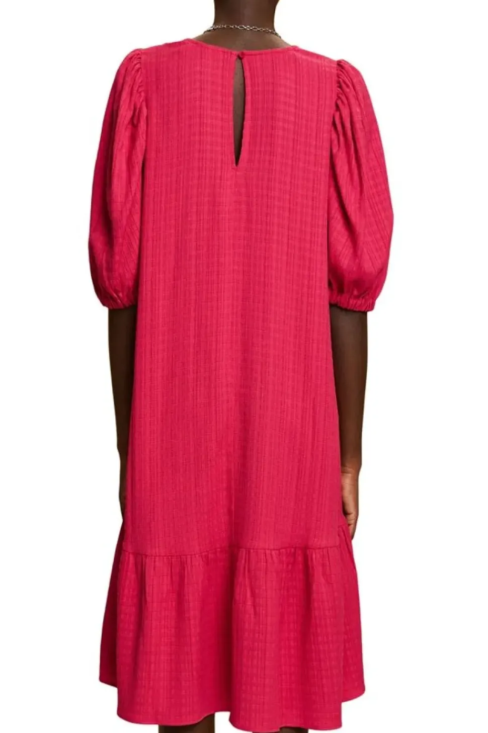 EDC strukturiertes Midikleid V-Ausschnitt pink, schwarz S23 033CC1E314