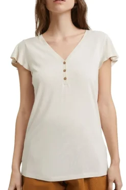 edc T-Shirt Leinen beige 041CC1K332