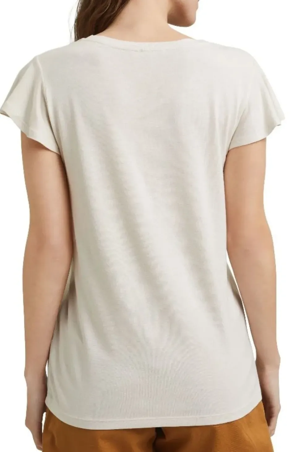 edc T-Shirt Leinen beige 041CC1K332