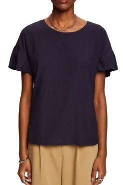 EDC T-Shirt mit Strukturmuster blau S23 033CC1K317