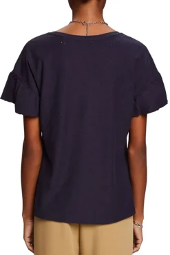 EDC T-Shirt mit Strukturmuster blau S23 033CC1K317