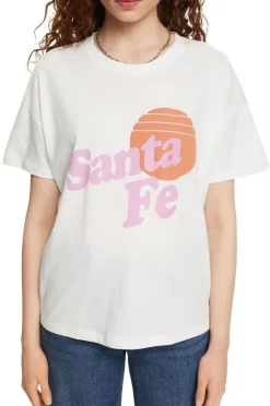 EDC T- Shirt Print Baumwolle weiß blau orange S22 062CC1K314