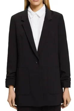 Esprit Blazer mit gerafften Ärmeln schwarz NOS 993EE1G305