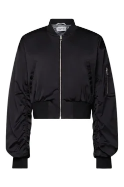 ESPRIT Bomberjacke Satin Cropped- Länge schwarz S14 014EE1G343