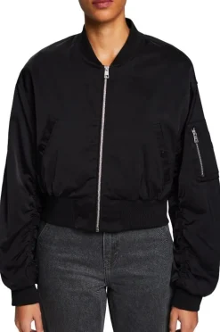 ESPRIT Bomberjacke Satin Cropped- Länge schwarz S14 014EE1G343