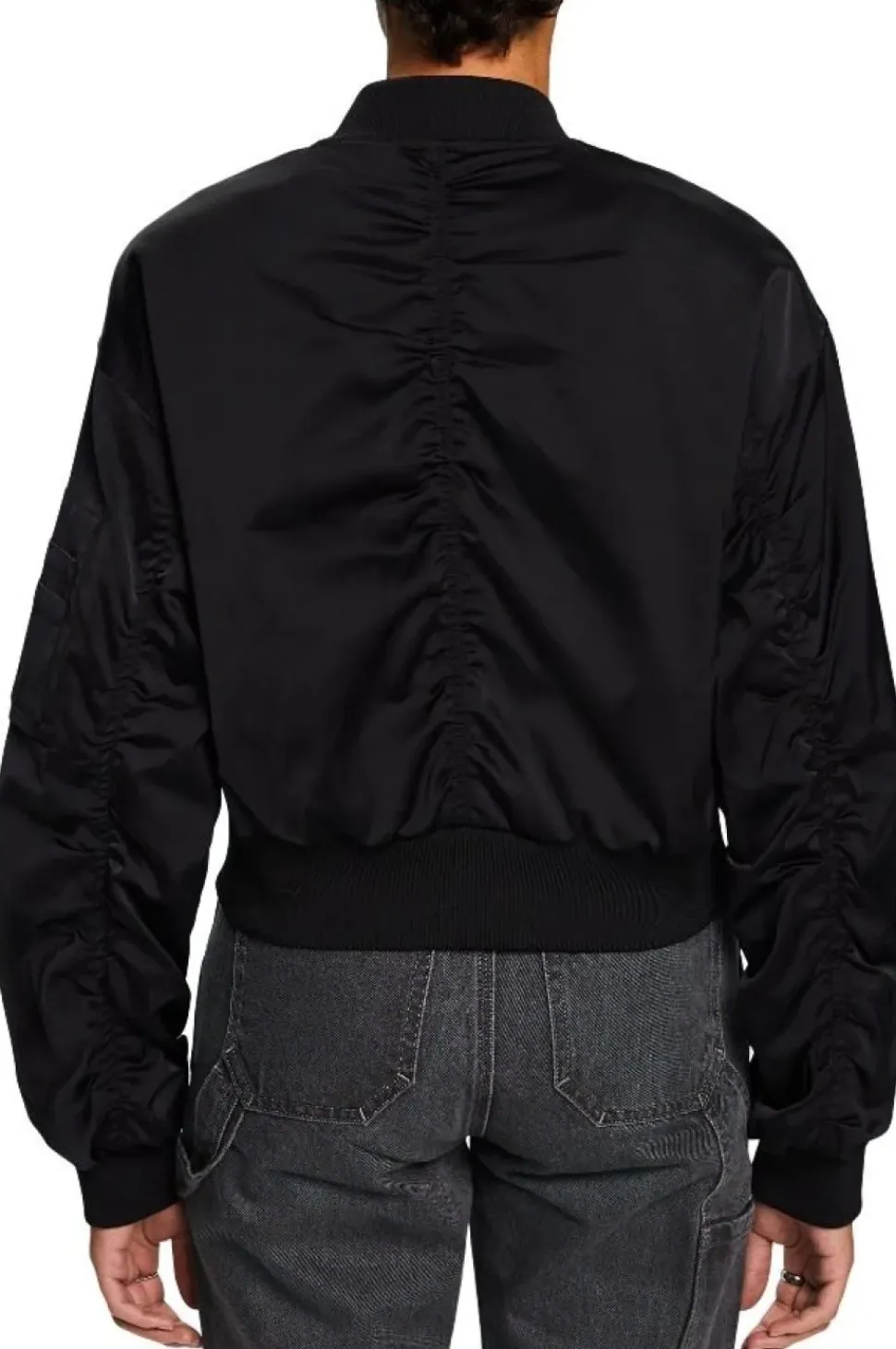 ESPRIT Bomberjacke Satin Cropped- Länge schwarz S14 014EE1G343