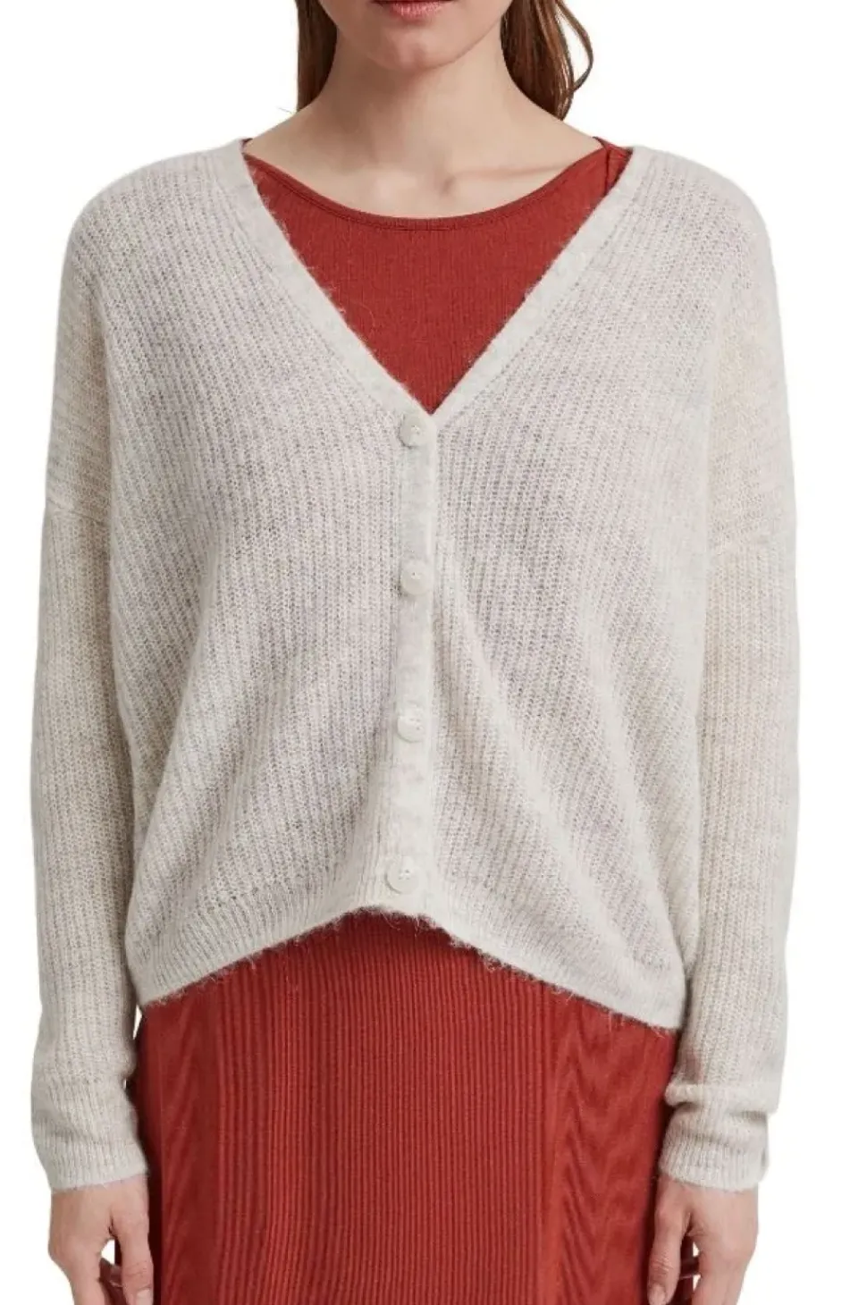 ESPRIT Cardigan aus Rippstrick mit Wolle/Alpaka 991EO1I310