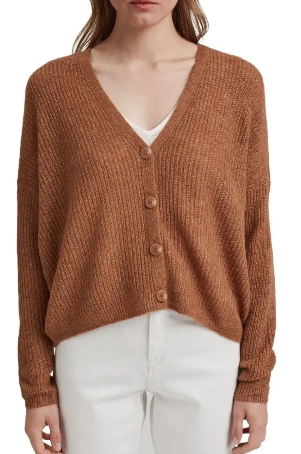 ESPRIT Cardigan aus Rippstrick mit Wolle/Alpaka 991EO1I310