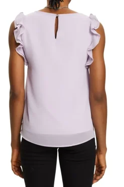 Esprit Chiffonbluse mit Rüschen lila, schwarz NOS 993EO1F305