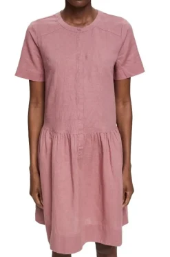 ESPRIT Kleid mit Knopfleiste aus Leinen-Mix 042EE1E315