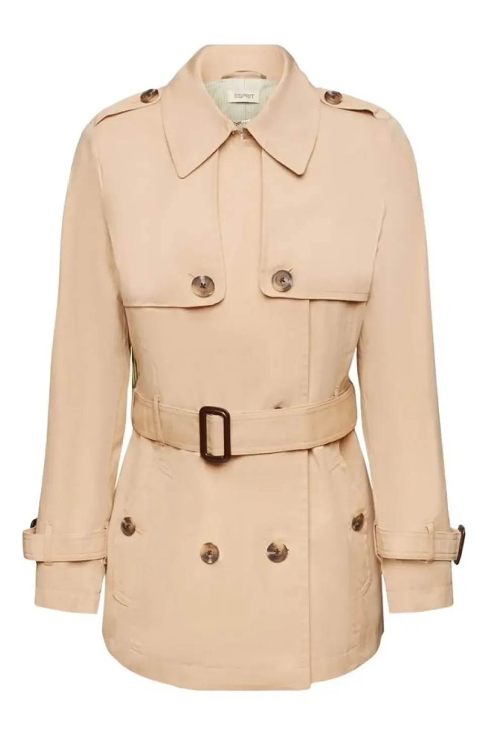 Esprit Kurzer Trenchcoat mit Gürtel beige, grün, schwarz S23 013EE1G330