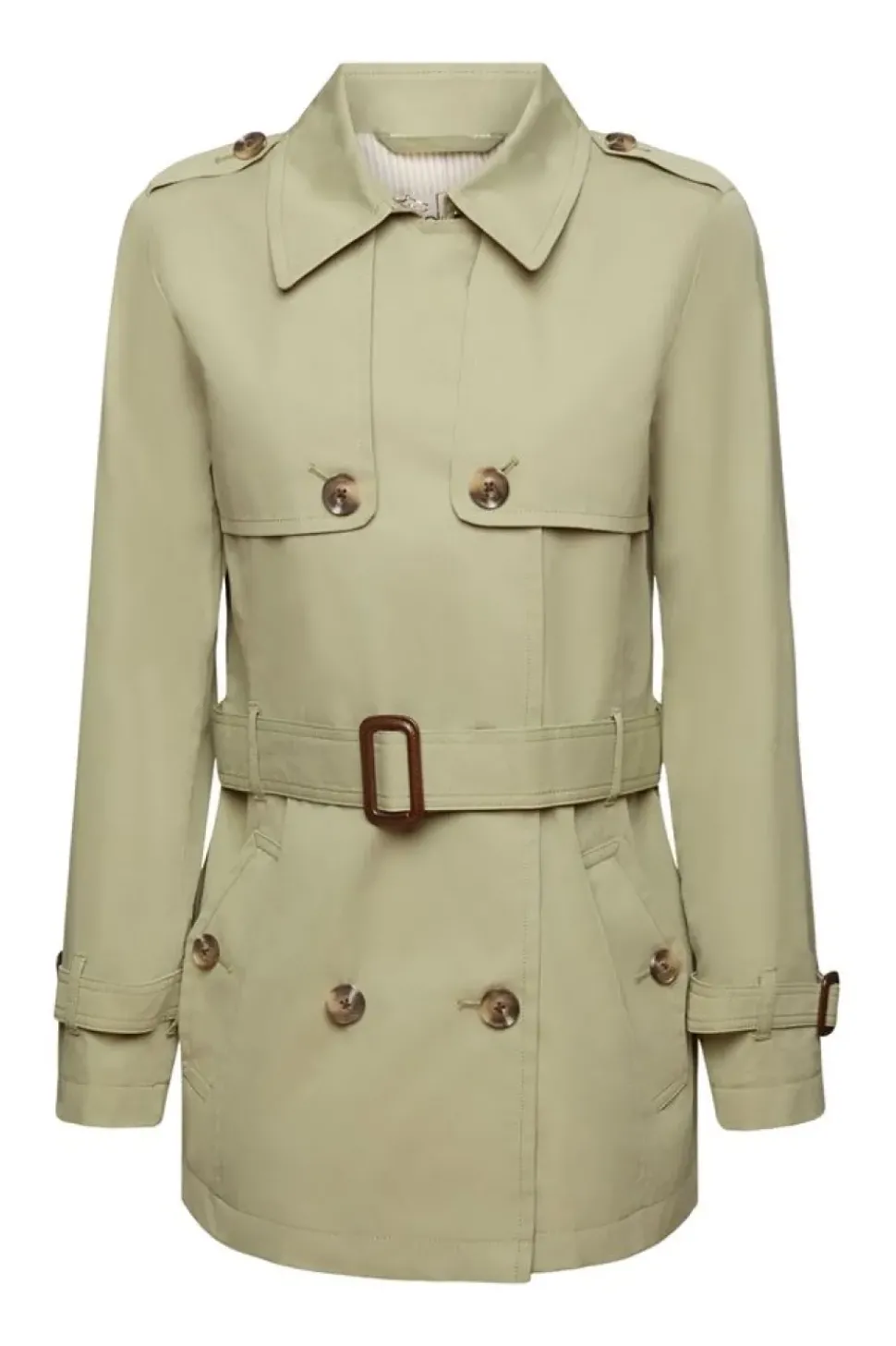 Esprit Kurzer Trenchcoat mit Gürtel beige, grün, schwarz S23 013EE1G330