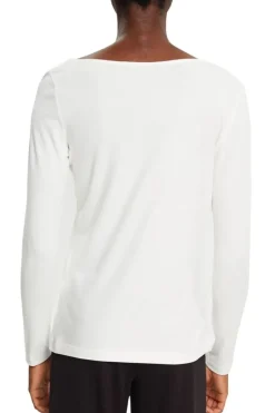 Esprit Longsleeve mit asymmetrischem Ausschnitt weiß, rot, schwarz S23 122EE1K314